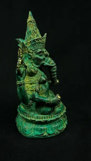 Statue sacrée bénie – Ganesh vert – 24 cm, vue complémentaire n°4