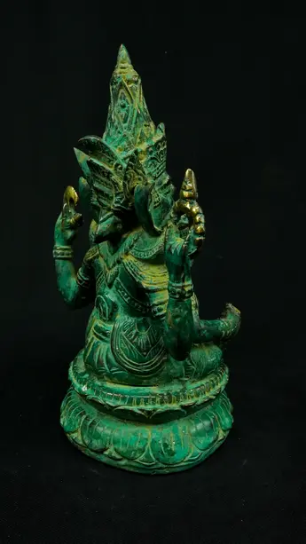 Statue sacrée bénie – Ganesh vert – 24 cm, vue complémentaire n°5