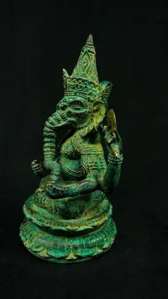 Statue sacrée bénie – Ganesh vert – 24 cm, vue complémentaire n°8
