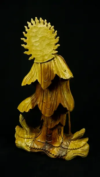 Statue bénie de Guanyin en bois de suar, vue complémentaire n°9