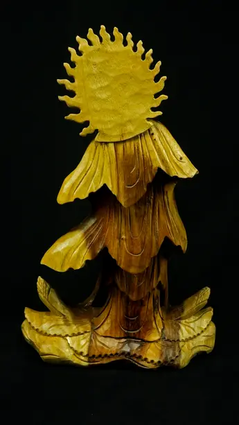 Statue bénie de Guanyin en bois de suar, détail complémentaire n°1