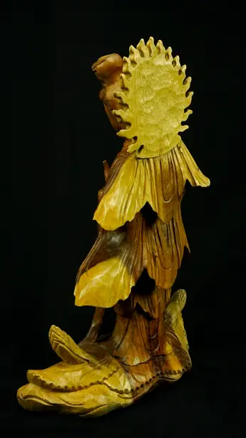 Statue bénie de Guanyin en bois de suar, détail complémentaire n°2