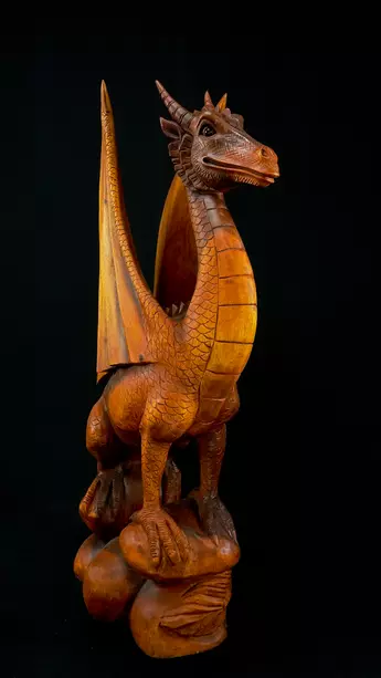 Dragon béni n°3 sculpté en bois de suar
