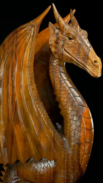 Statue sacrée bénie – Dragon, détail sculpté n°1
