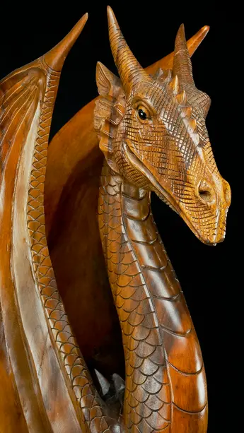 Statue sacrée bénie – Dragon, détail sculpté n°3