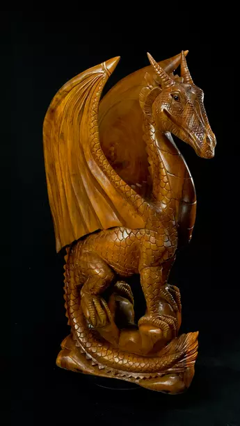 Dragon béni n°4 sculpté en bois de suar
