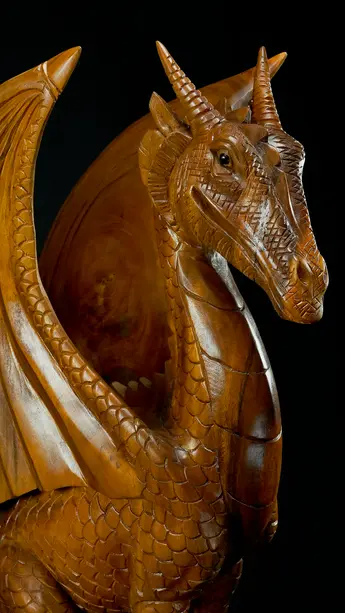 Dragon béni n°4 sculpté en bois de suar, vue complémentaire n°9