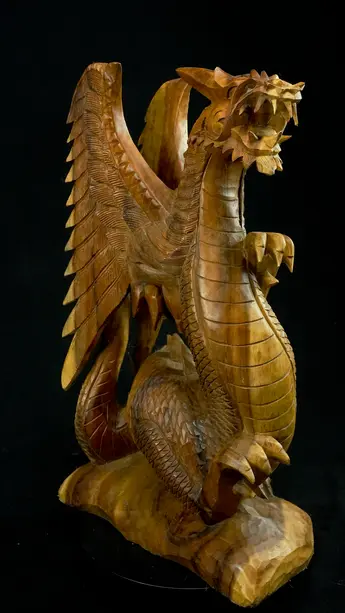 Dragon béni n°1 en bois de suar, vue latérale