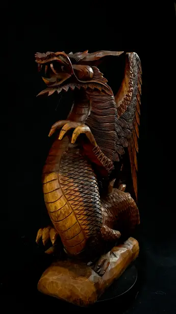 Dragon béni n°2 de 60 cm sculpté en bois de suar