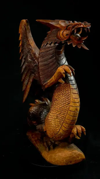 Dragon béni n°3 de 60 cm sculpté en bois de suar