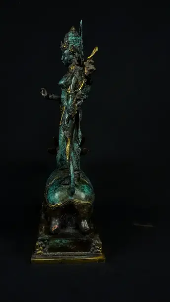 Statue bénie de Durga Kamadhenu en laiton, vue complémentaire n°5
