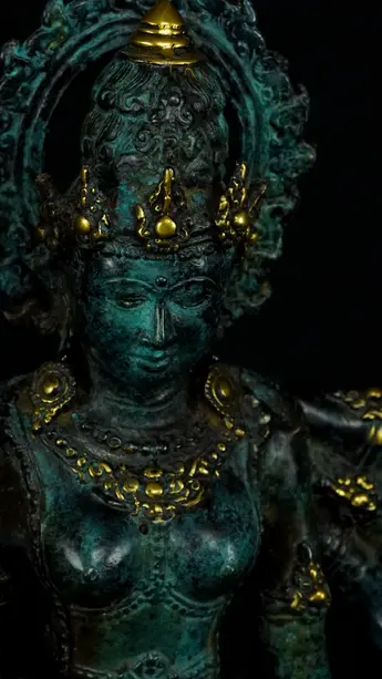 Statue bénie de Durga Kamadhenu en laiton, détail complémentaire n°1
