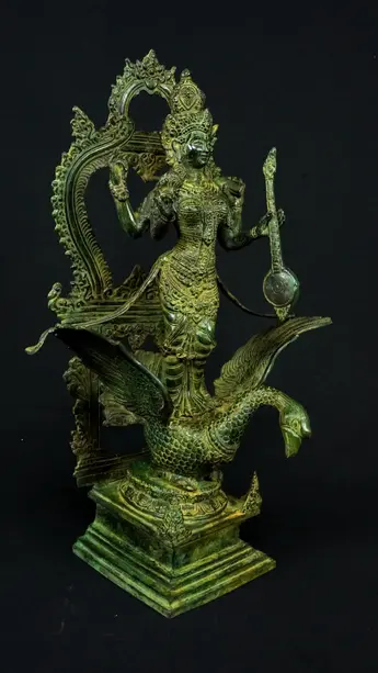 Statue sacrée bénie – Saraswati au cygne, vue complémentaire n°4