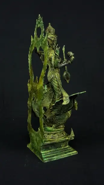 Statue sacrée bénie – Saraswati au cygne, vue complémentaire n°7