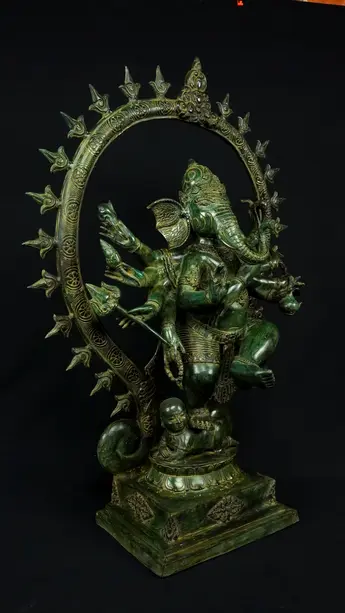 Statue bénie de Ganesh Nataraja en laiton, vue complémentaire n°4