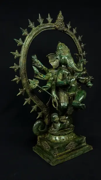 Statue bénie de Ganesh Nataraja en laiton, vue complémentaire n°6