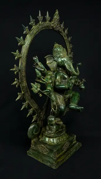 Statue bénie de Ganesh Nataraja en laiton, vue complémentaire n°7