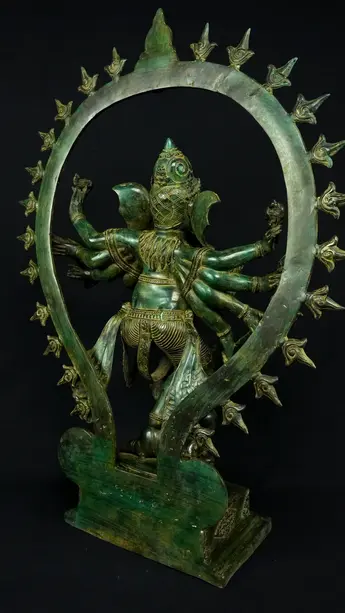 Statue bénie de Ganesh Nataraja en laiton, vue arrière