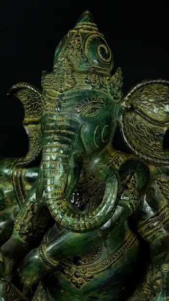 Statue bénie de Ganesh Nataraja en laiton, détail complémentaire n°8