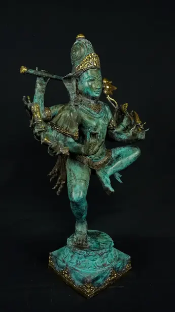 Statue bénie de Shiva Nataraja en laiton, vue complémentaire n°4