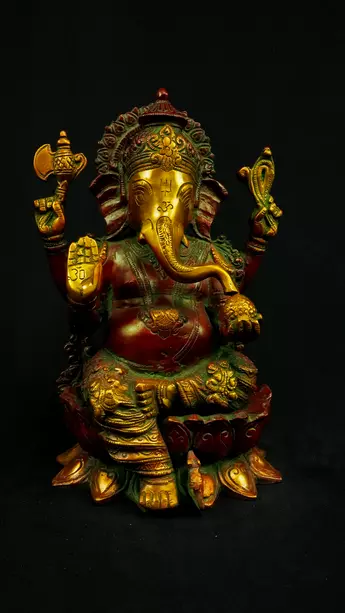 Ganesh béni n°2 assis en laiton