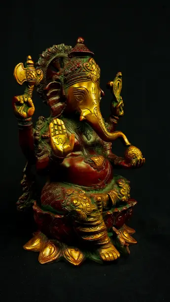Statue sacrée bénie – Ganesh assis n°2 – 31 cm, vue complémentaire n°2