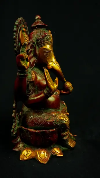 Statue sacrée bénie – Ganesh assis n°2 – 31 cm, vue complémentaire n°4