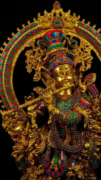 Statue bénie de Krishna provenant de Delhi, en Inde, détail complémentaire n°3