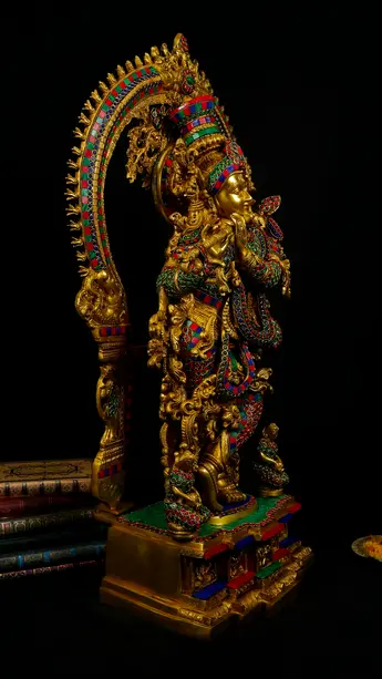 Statue bénie de Krishna provenant de Delhi, en Inde, détail complémentaire n°15