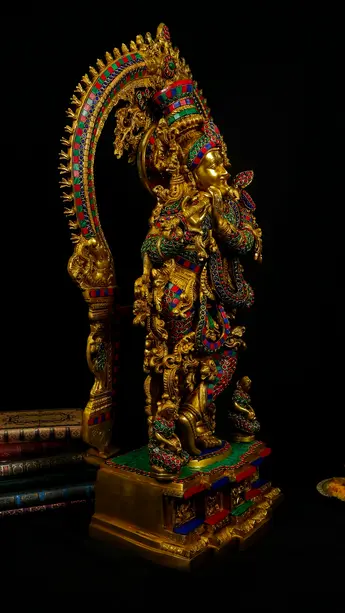 Statue bénie de Krishna provenant de Delhi, en Inde, détail complémentaire n°16