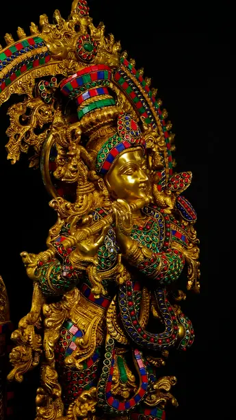 Statue bénie de Krishna provenant de Delhi, en Inde, vue complémentaire n°4