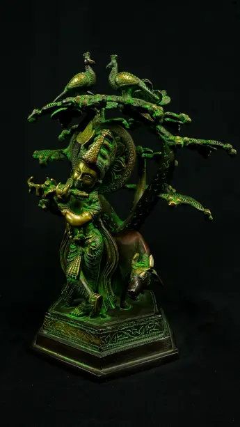 Statue sacrée bénie – Krishna sous l’arbre n°1 – 33 cm, vue complémentaire n°7