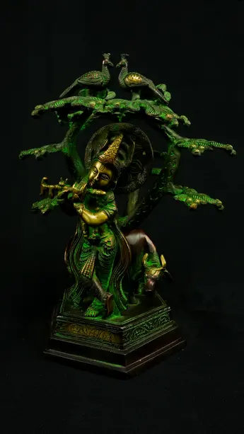 Statue sacrée bénie – Krishna sous l’arbre n°2 – 33 cm, vue complémentaire n°7