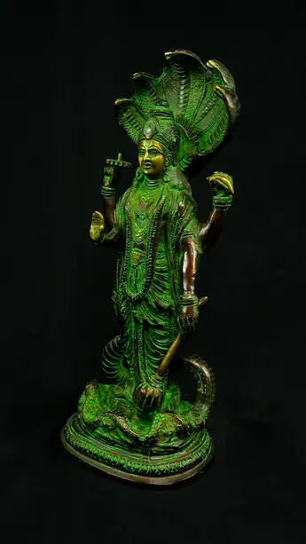Statue bénie de Dhanvantari, profil droit