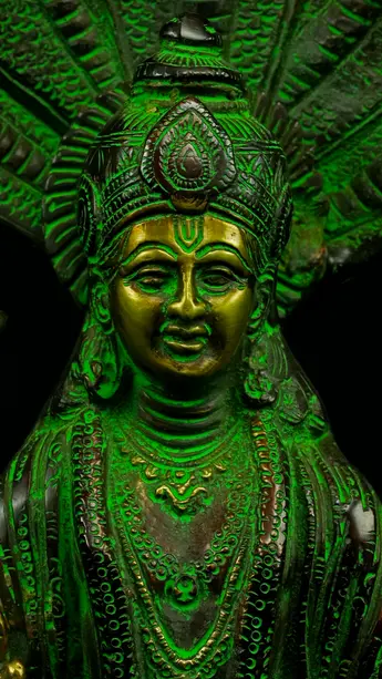 Statue bénie de Dhanvantari provenant d’Inde, vue complémentaire n°4