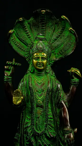 Statue bénie de Dhanvantari provenant d’Inde, vue complémentaire n°5