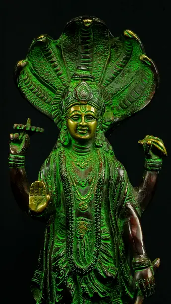 Statue bénie de Dhanvantari provenant d’Inde, détail complémentaire n°1