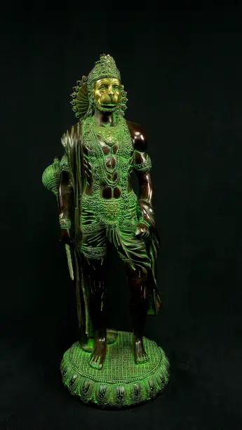 Hanuman béni n°3 en laiton, vue de face
