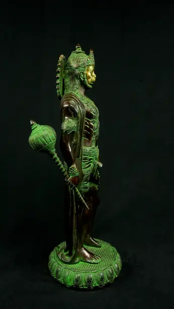 Hanuman béni n°3 en laiton, profil droit