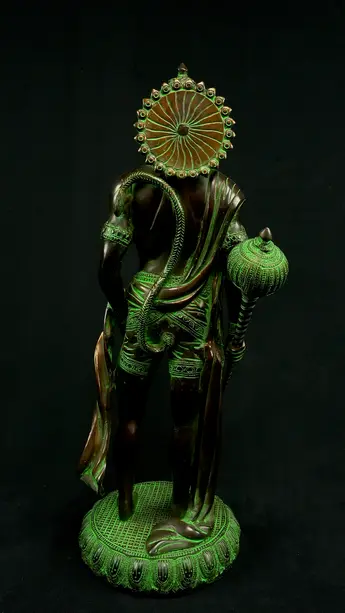 Hanuman béni n°3 en laiton, vue arrière