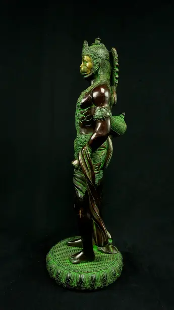 Hanuman béni n°3 en laiton, profil gauche