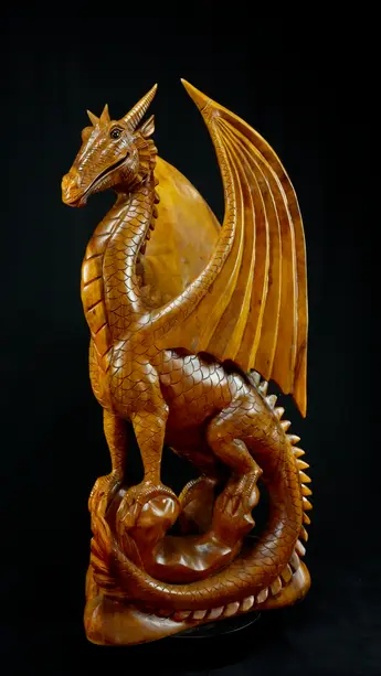 Dragon béni n°2 sculpté en bois de suar, vue complémentaire n°7