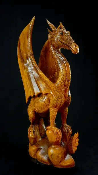 Dragon béni n°2 sculpté en bois de suar, vue complémentaire n°8