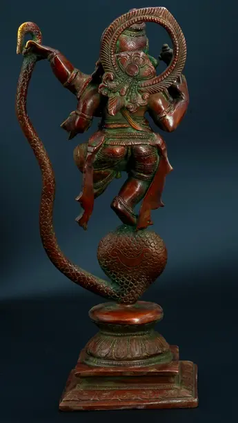 Ganesh béni dansant sur Kalinga en laiton, vue complémentaire n°9