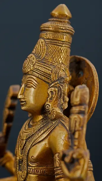 Statue sacrée bénie – Murugan au paon – 36 cm, vue complémentaire n°2