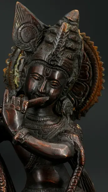 Statue sacrée bénie – Krishna à la flûte – 30 cm, vue complémentaire n°7