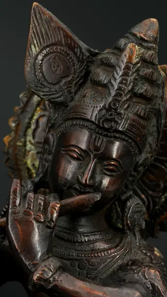 Statue sacrée bénie – Krishna à la flûte – 30 cm, vue complémentaire n°8