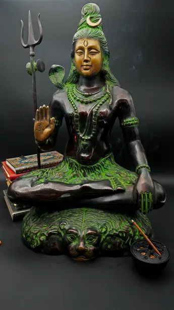 Statue sacrée bénie – Grand Shiva en méditation – 61 cm, vue complémentaire n°2