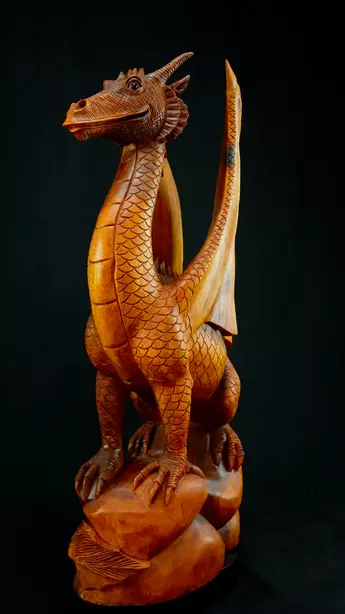 Dragon béni n°1 sculpté en bois de suar