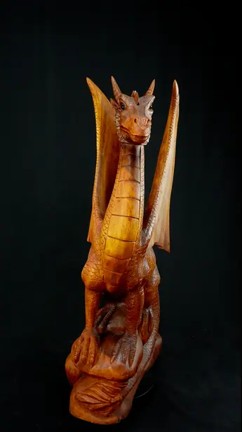 Dragon béni n°3 en bois de suar, vue arrière